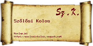 Szőlősi Kolos névjegykártya